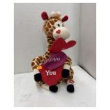 Singing Plush Giraffe with Red Hearts - I Love