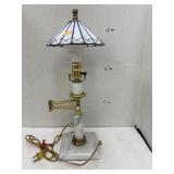 Marble base lamp w/ glass shade