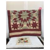 Vntg quilted wall hanging & needlepoint