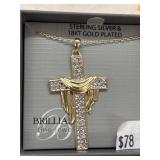 Jewelry- Sterling Silver & Gold Plated 18kt Cross