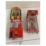Coca Cola pinball machine and Tins