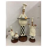 Trio resin chef figures