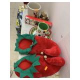 Santa decor, Slippers, misc