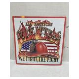 Metal firefighter sign