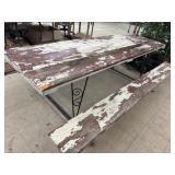 Wooden Picnic Table w/Metal Frame - approx 7ft 10