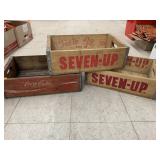 Coca Cola and 7up wooden crates