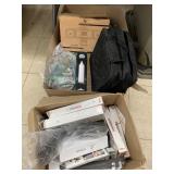 Boxes of electronic items, light, misc - no shippi