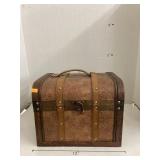 Wood & leather mini trunk