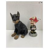 Doberman puppy & fireman bobble head