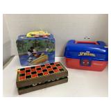 Chess set, fishing box, & Mickey Mouse puzzle