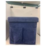 Collapsible blue footstool box ottoman with