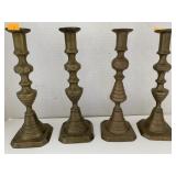 4 Vntg Beehive Brass candle Sticks