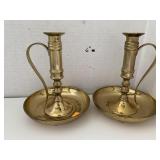 2 Vntg Brass Chamber Candle Stick Holders