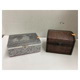 Metal jewelry box & wooden box