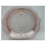Cake Plate Pink Depression Glass