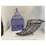 Metal birdcage and cornucopia