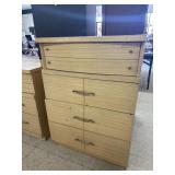 vintage mid-century modern blonde wood triple