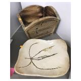 Wooden Planter Box and Vntg Pottery Cracked