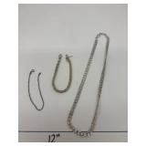 Necklace & 2 Bracelets - marked 925 -