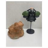 Tera Cotta frog figure & bug decor
