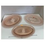 3 Oval Serving Dishes, Pink Depression Glasses