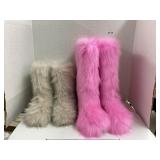 Furry boots Sz 38 & 7