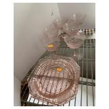3 Pink Plates & 6 Glasses, Anchor Hocking &