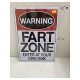 Metal fart zone sign