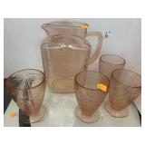 Pink Depression Glasses and Pitcher