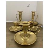 5 Vntg Metal Brass? Candle Sticks