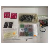 Cross charms, earrings, beads