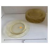 10 Vntg Yellow Plates, Fostoria Trojan Topaz