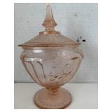 Candy Dish, Pink Depression Glass, Chipped