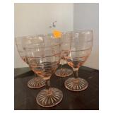 4 Wine Pink Depression Glasses