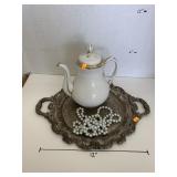 Metal Tray, Tea pot, decor