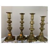 4 Vntg Brass Candle Sticks