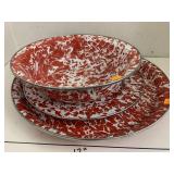 3 Metal Dishes, Bowl, Plate, Platter