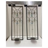 2 metal wall sconces