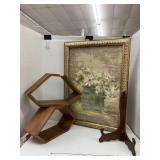 Wood Shrlves, Stand, painting Signed Cheri Blum
