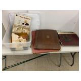 Vntg Box of stamps, Cards, Newspaper Clippings