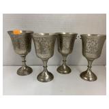 4 Silver Plated Challis Wine Cups, World Gift ZY