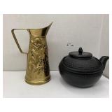 Teapot and Metal vase
