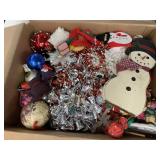 Box of Christmas decor