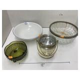 Vntg Freemasonry bowl, glass bowls, candle holder