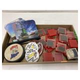 Komets puck, coasters, fan, buttons, & boxes