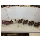 Cast iron Clydesdale Horses and wagons