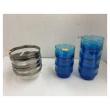 MCM Dorothy Thorpe bowls & turquoise blue glasses