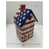 American Flag House Cookie Jar