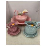 2cnt pitcher and bowls and 1 pitcher planter
