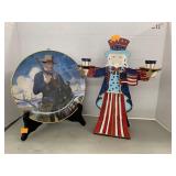 Uncle Sam candle holder and John Wayne plate